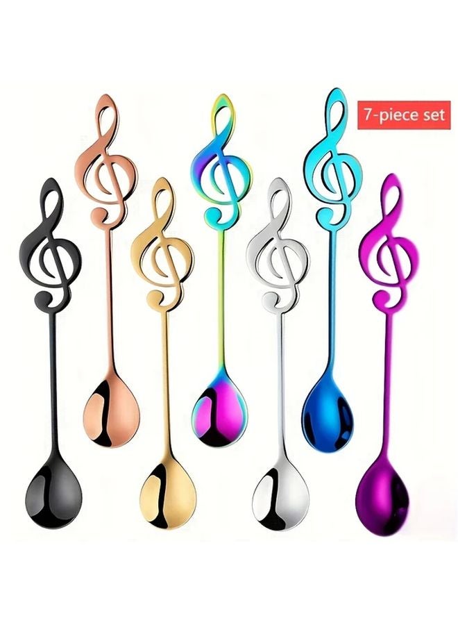 7 Different Colored Stainless Steel Small Coffee Spoons Set Dishwasher Safe - Image 1