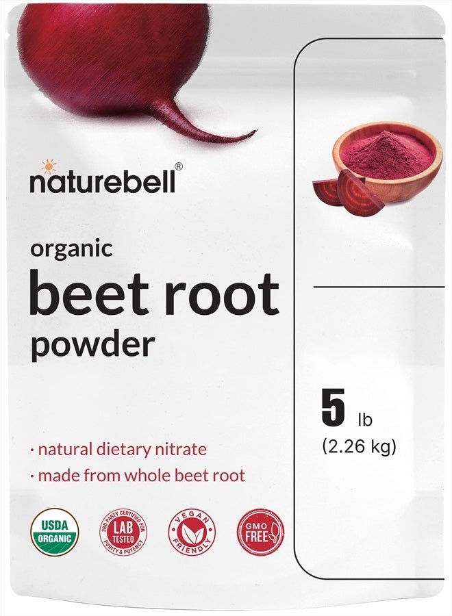 NatureBell Organic Beet Root Powder 5Lbs | 4,000mg Per Serving – Concentrated Whole Beet Root Source | High Dietary Nitrates – Raw Superfood Supplements – Great for Vegan Shakes & Smoothies – Non-GMO - Image 1