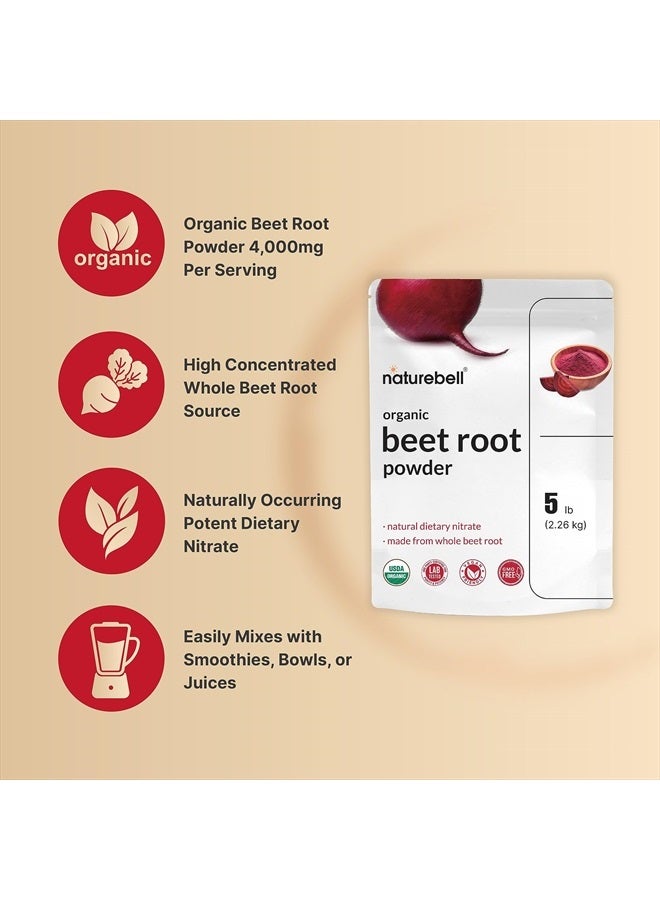 NatureBell Organic Beet Root Powder 5Lbs | 4,000mg Per Serving – Concentrated Whole Beet Root Source | High Dietary Nitrates – Raw Superfood Supplements – Great for Vegan Shakes & Smoothies – Non-GMO - Image 3
