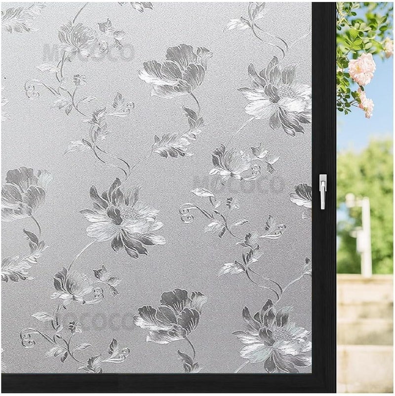 MOCOCO Premium Privacy Window Film Vinyl Frosted Self Adhesive Glass Film Decorative Window Stickers for Home Office Bathroom Kitchen Living Room -Embossed Design - Image 1