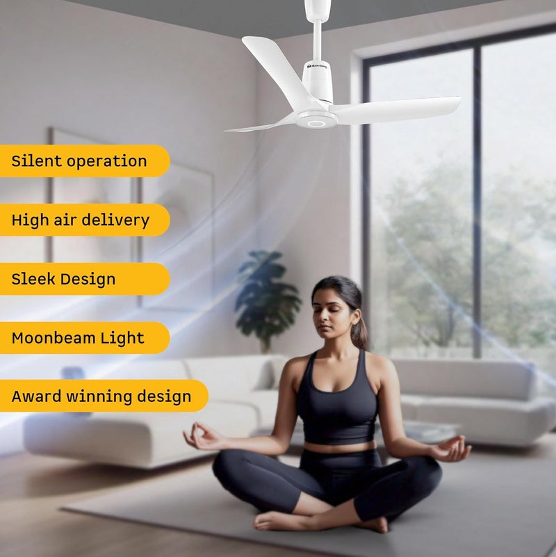 atomberg Aris Contour Smart 900mm Voice Controlled BLDC Ceiling Fan with Remote |BEE 5 star| Best-in-class Air Flow |Silent Operation| Designer Fan | Free Installation | 5 Year Warranty | Marble White - Image 3