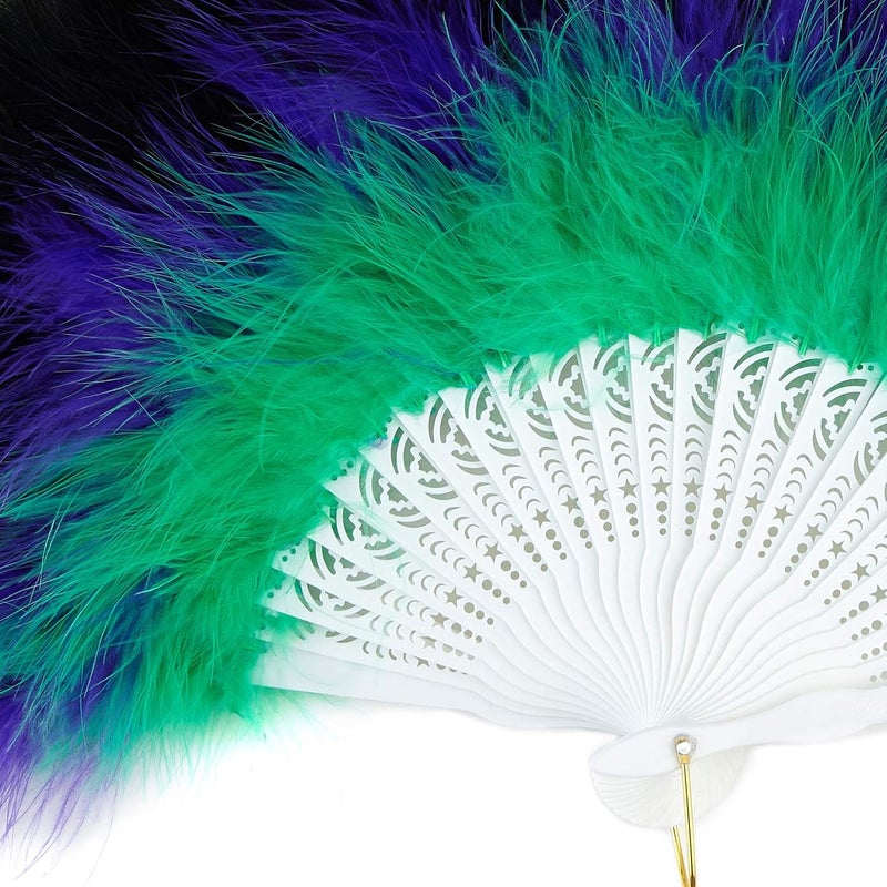 BABEYOND Peacock Marabou Feather Fan - Vintage Style Flapper Accessory for Costume and Parties - Image 2