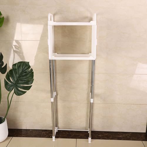 Ketumal 2 Tier Over The Toilet Storage Cabinet, Freestanding Bathroom Shelf, Space Saver, Corner Stand, White - Image 3