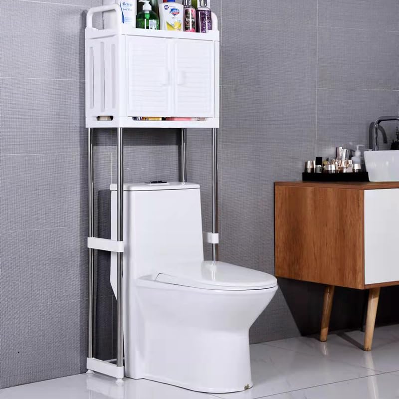 Ketumal 2 Tier Over The Toilet Storage Cabinet, Freestanding Bathroom Shelf, Space Saver, Corner Stand, White - Image 5