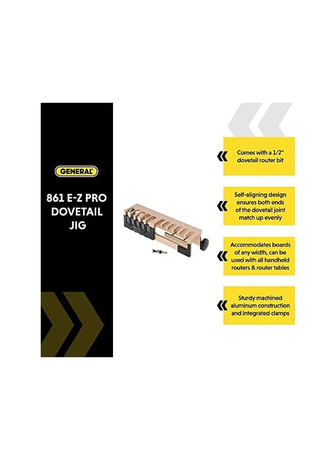 General Tools - Tools 861 Portable Aluminum Dovetail Jig, 12-Inch, Woodworking, Furniture Building & Cabinet Making With Router Bit - Image 1
