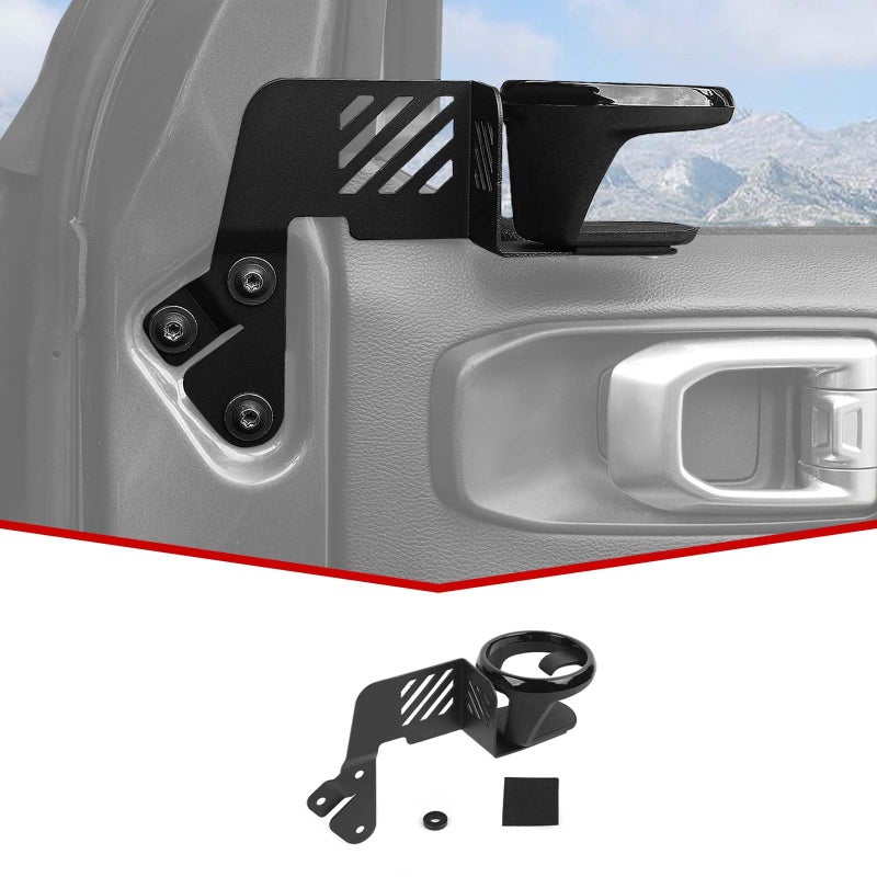 حامل أكواب JeCar لجانب الباب الأمامي الأيمن مناسب لجيب رانجلر JL JLU 2018-2023 Gladiator JT