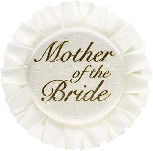 Beistle Mother of The Bride Satin Button 312Inch One Size WhiteGold - Image 2