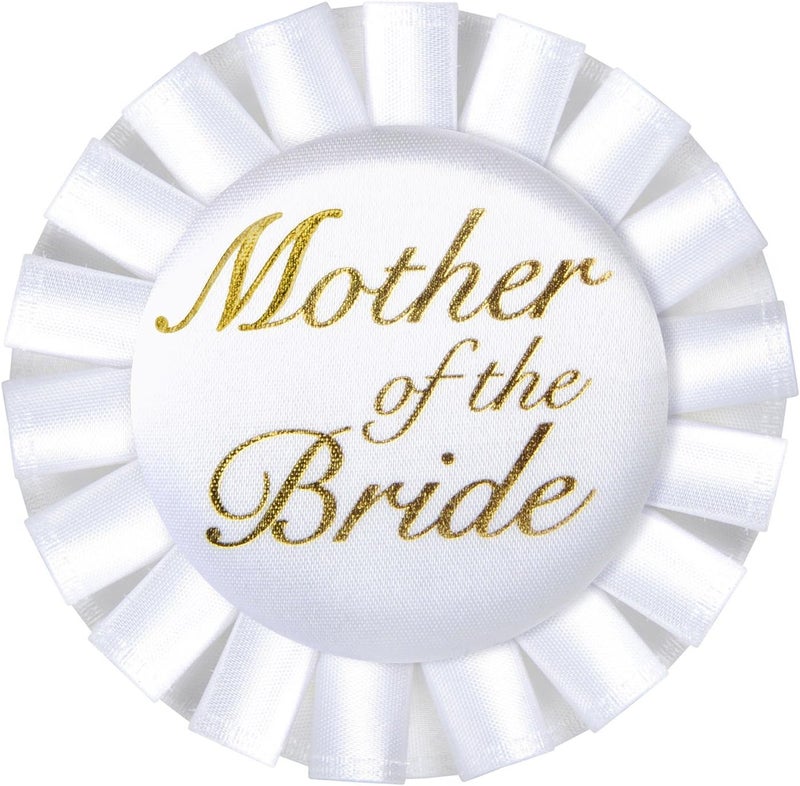 Beistle Mother of The Bride Satin Button 312Inch One Size WhiteGold - Image 1