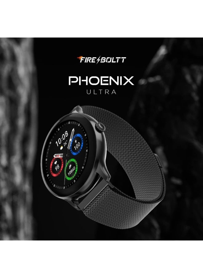 Fire-Boltt Phoenix Ultra Smart Watch 1.39 inch Bluetooth Calling, AI Voice Assistant, Metal Body with 120+ Sports Modes, SpO2, Heart Rate Monitoring (Dark Grey SS)