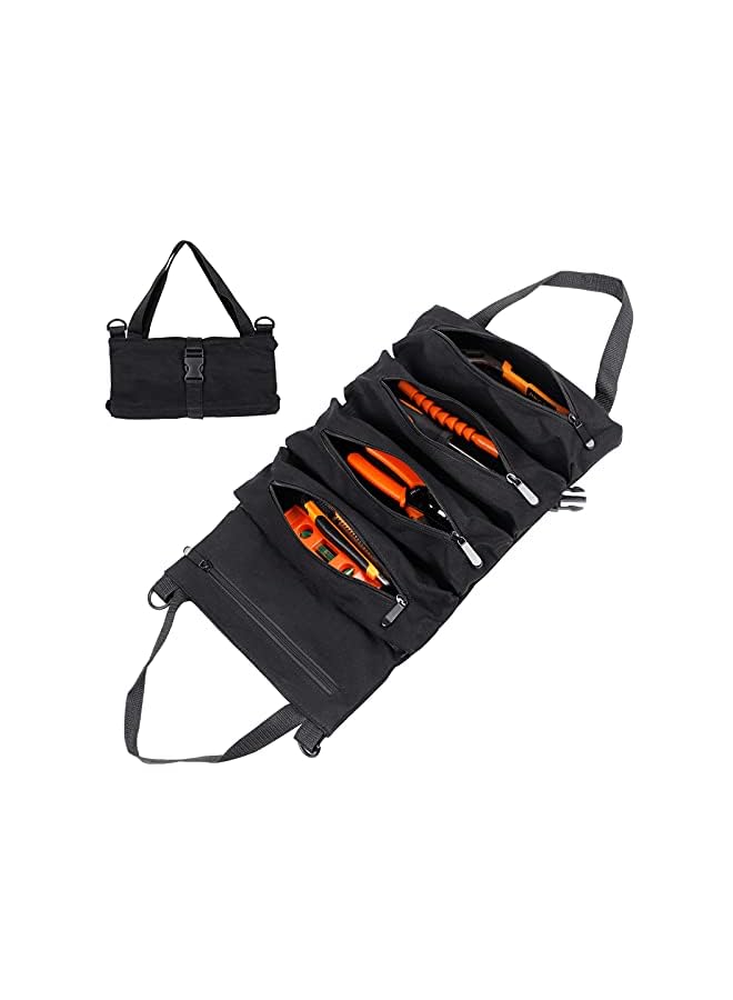 Hersent Super Roll Tool Roll,Multi-Purpose Roll Up Tool Bag, Wrench Roll,Canvas Tool Organizer Bucket,Car First Aid Kit Wrap Roll Storage Case,Hanging Tool Zipper Carrier Tote,Car Camping Gear - Image 2