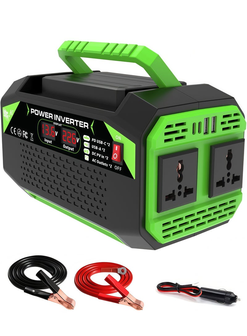 Car inverter 12V, output voltage 220V-230V, Output power up to 600W, Rated power 300W, 2 AC power plugs, 2 USB sockets and 2 TYPE-C sockets - Image 1