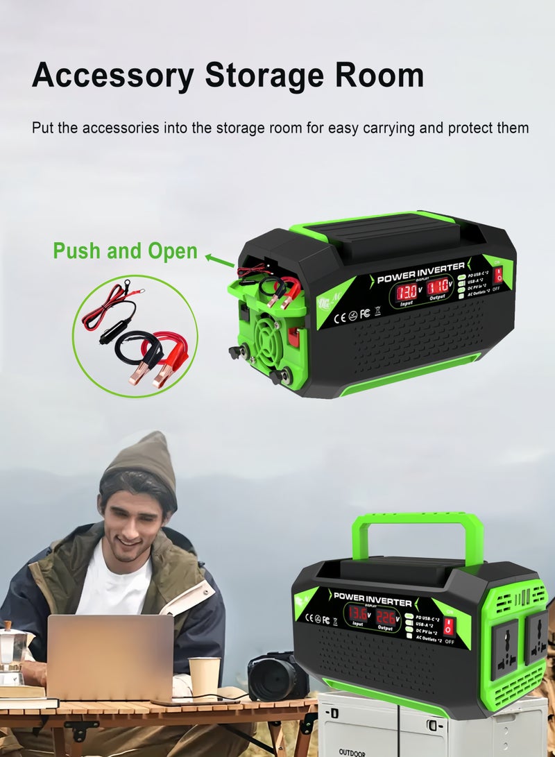 Car inverter 12V, output voltage 220V-230V, Output power up to 600W, Rated power 300W, 2 AC power plugs, 2 USB sockets and 2 TYPE-C sockets - Image 5
