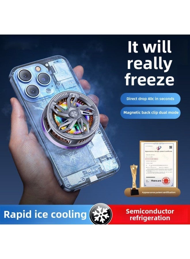 S18 Icing Mobile Phone Radiator Strong Magnetic Semiconductor Refrigeration Flat Panel Cooling Hand Tour Live-Color:White + Back Clip  - Image 3