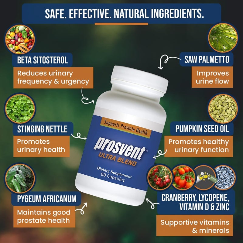 Prosvent Advanced Prostate Support Ultra  Natural Supplement with Saw Palmetto Pygeum Lycopene Stinging Nettle Beta Sitosterol Cranberry and More to Ease Urinary Frequency  Urgency 60 Count - Image 5