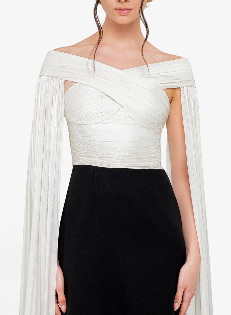 CHASE Off Shoulder Cape Sleeves Maxi Dress - Image 3