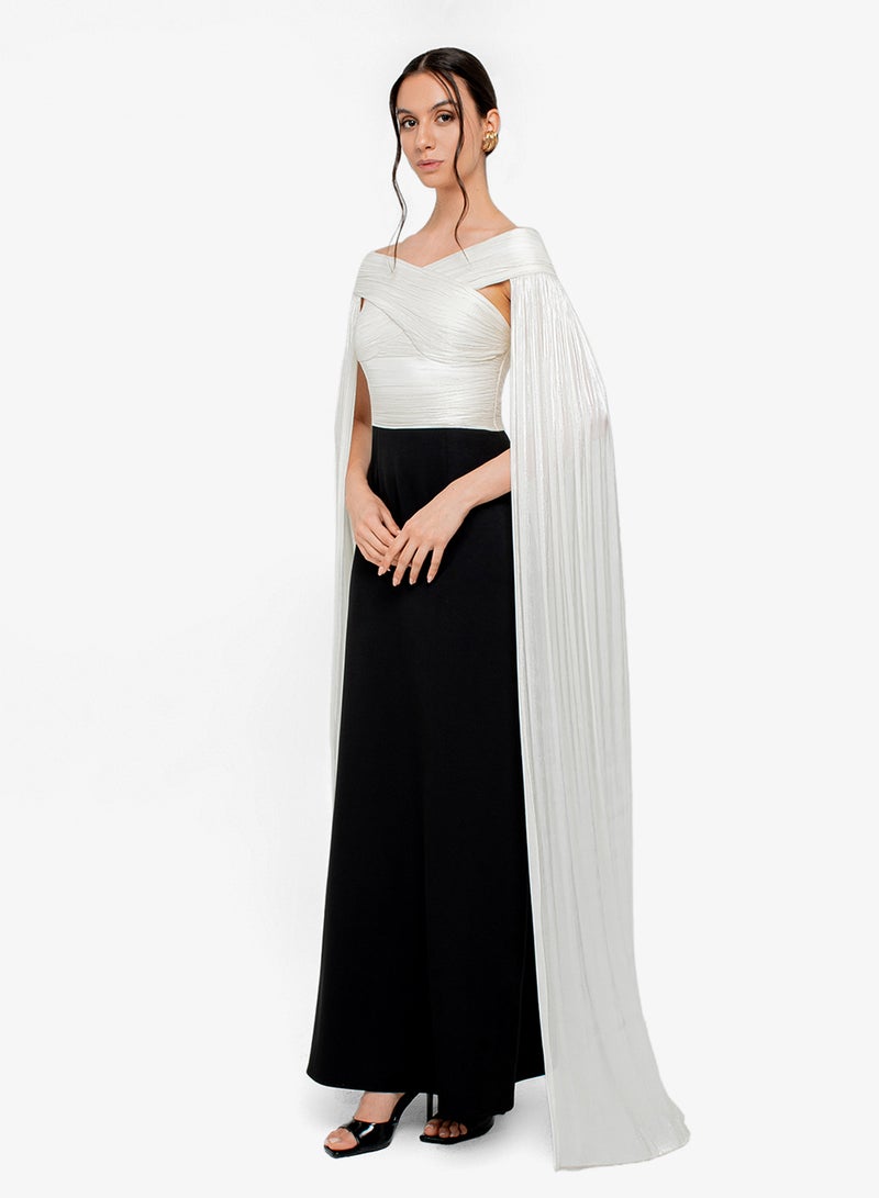 CHASE Off Shoulder Cape Sleeves Maxi Dress - Image 4