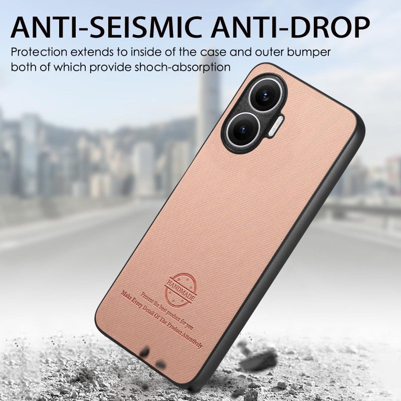 erorex For Redmi Turbo 4 Pro Twill Fabric Leather  Back Phone Case(Pink) - Image 4