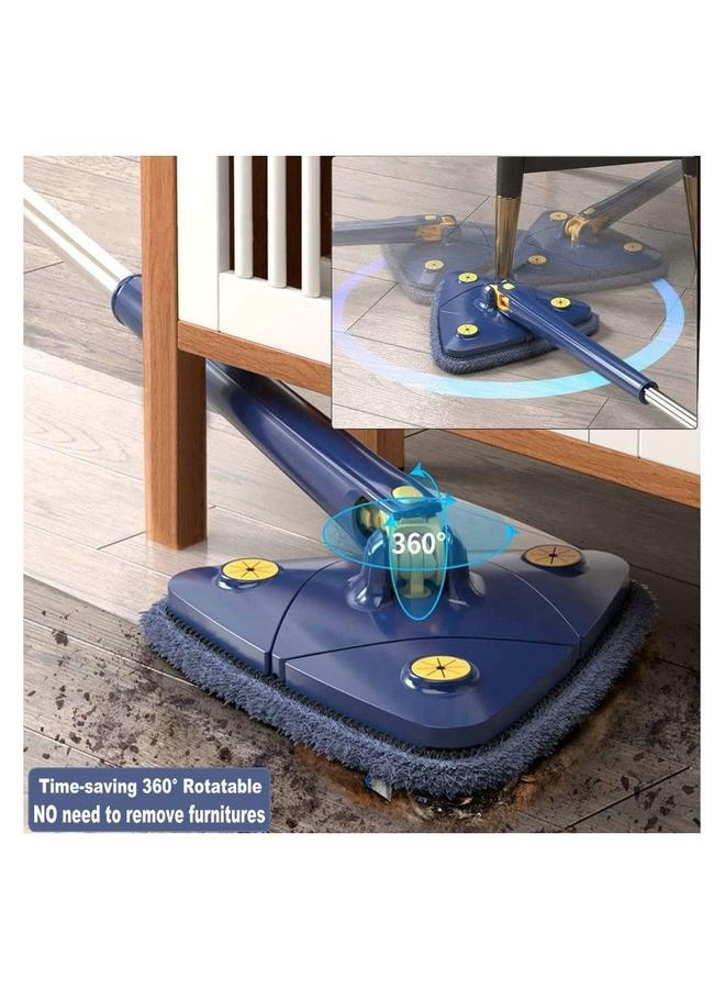 HOMESTAR 360° Rotatable Adjustable Cleaning Mop Extendable Triangle with Long Handle Hand Twist Quick Dry Multifunctional Microfiber Wet and for Floor Wall 3 Replacement Pads - Image 3