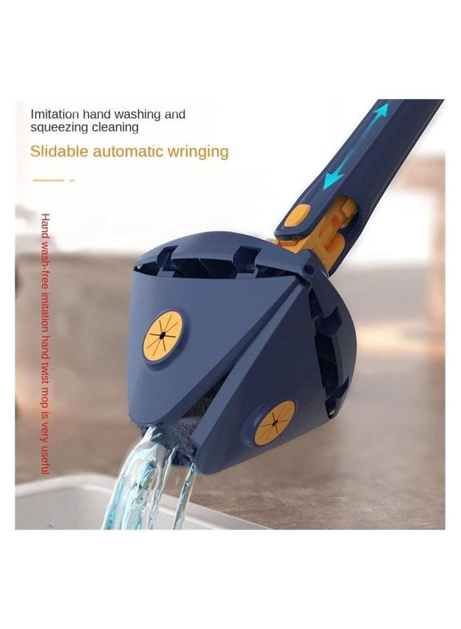 HOMESTAR 360° Rotatable Adjustable Cleaning Mop Extendable Triangle with Long Handle Hand Twist Quick Dry Multifunctional Microfiber Wet and for Floor Wall 3 Replacement Pads - Image 2