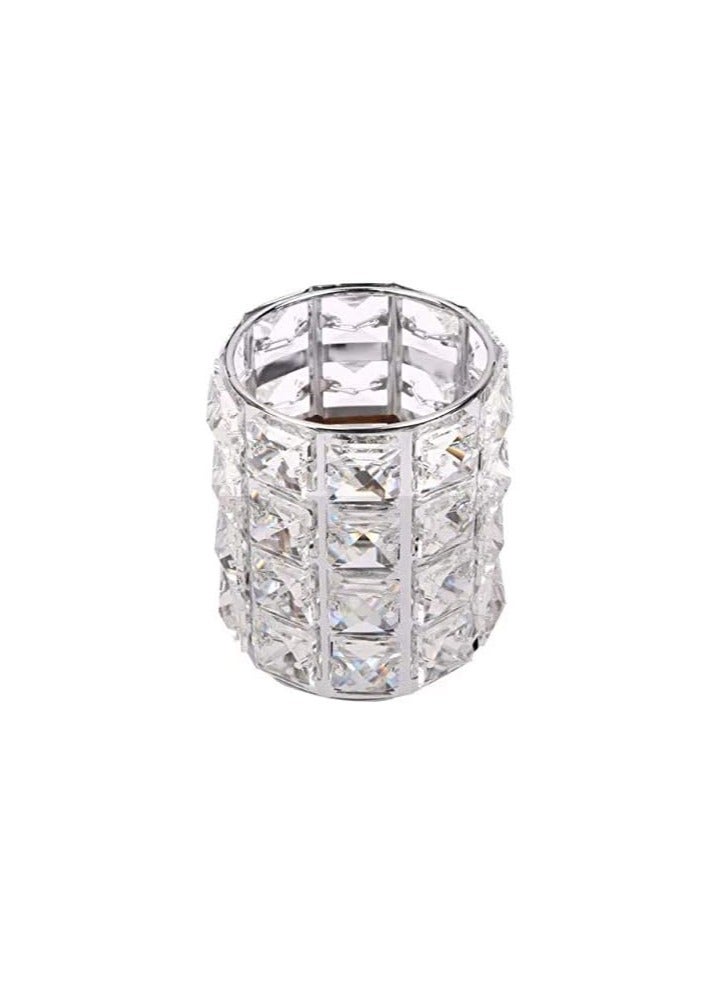 Generic Crystal Brush Holder and Silver Makeup Organizer - Image 1