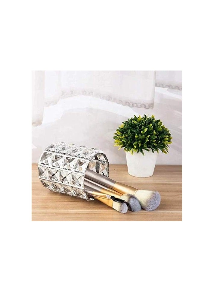 Generic Crystal Brush Holder and Silver Makeup Organizer - Image 2