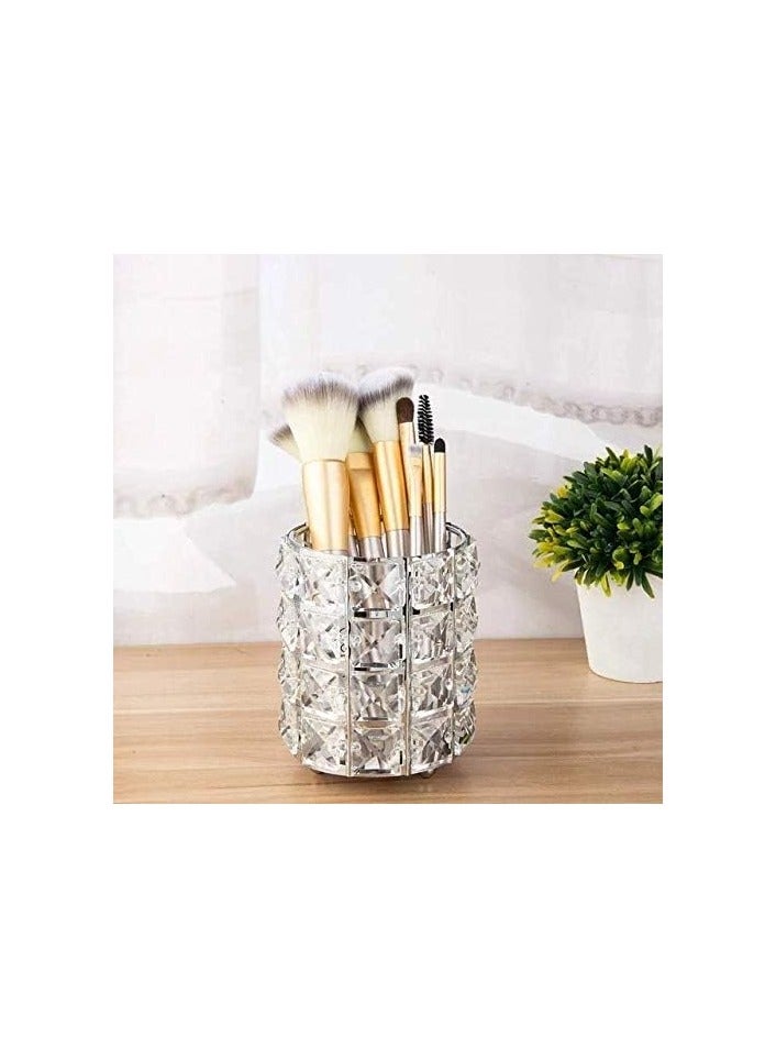 Generic Crystal Brush Holder and Silver Makeup Organizer - Image 3