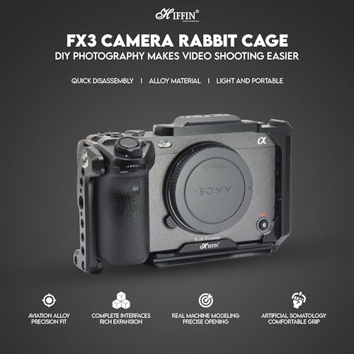 Hiffin Fx30 Metal Cage Compatible with S0Ny Fx30/Fx3 Camera with Hdmi Cable Clamp, NATO Rails and Built-in Arca Quick Release Plate, Interchangeable Full/Half Cage, Black - Image 2