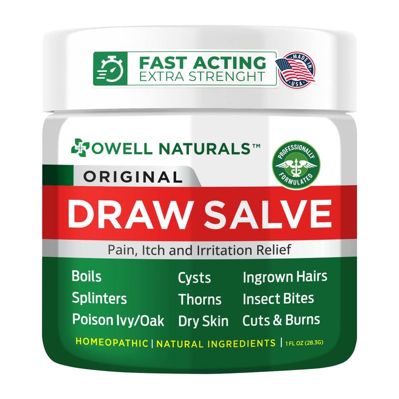 OWELL Naturals Drawing Salve Ointment 1oz, ingrown Hair Boil, Splinter Remover, Bug and Spider Bites, bee Sting, Mosquito bite Itch, Poison Ivy - Image 1