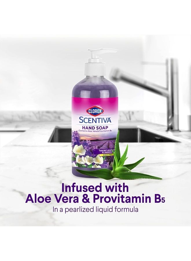 Clorox صابون يد سكنتيفا السائل 14 أونصة - غسول يد سائل مع الألوة فيرا وفيتامين ب5 - صابون يد معطر خالي من المبيضات للمطبخ أو الحمام، لافندر توسكاني وياسمين، 1 قطعة - Image 4