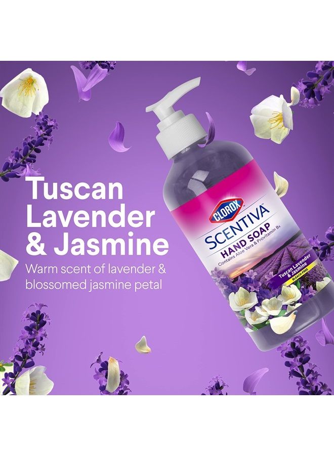 Clorox صابون يد سكنتيفا السائل 14 أونصة - غسول يد سائل مع الألوة فيرا وفيتامين ب5 - صابون يد معطر خالي من المبيضات للمطبخ أو الحمام، لافندر توسكاني وياسمين، 1 قطعة - Image 2