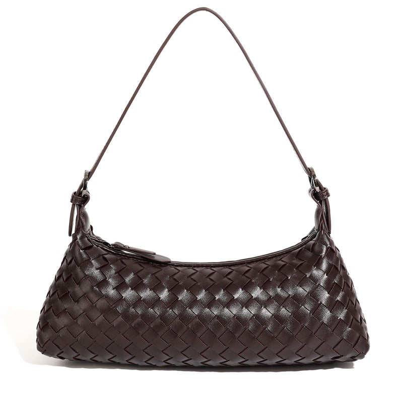 YLYYHH Shoulder Bags for Women, Woven Leather Crossbody Bag Small Hobo Cute Purse Tote Handbag Clutch, Coffee - Image 1
