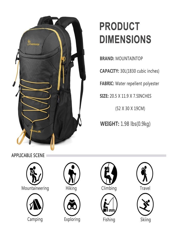 MOUNTAINTOP Hiking Backpack,30L Camping Backpack, Men Women Hiking Daypack Lightweight Travel Backpack for Climbing(Black) - Image 2