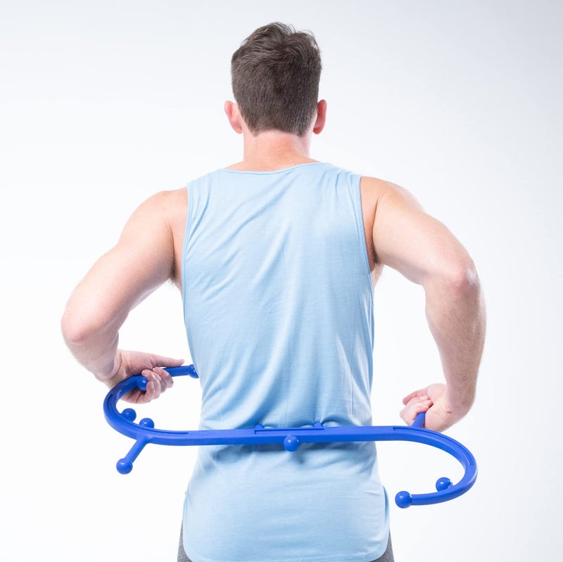 Body Back بودي باك بادي - صنع في الولايات المتحدة - عصا تدليك وحزمة كلاسيكية، أدوات تدليك نقاط الزناد، مدلكات الرقبة والظهر، عصا التدليك، مزيل عقد العضلات (أزرق) - Image 2