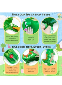 Party 8 pieces of oversized dinosaur balloons, giant foil dinosaur balloons, birthday dinosaur balloons, jungle helium dinosaur balloons for dinosaur party birthday decorations  - Image 3