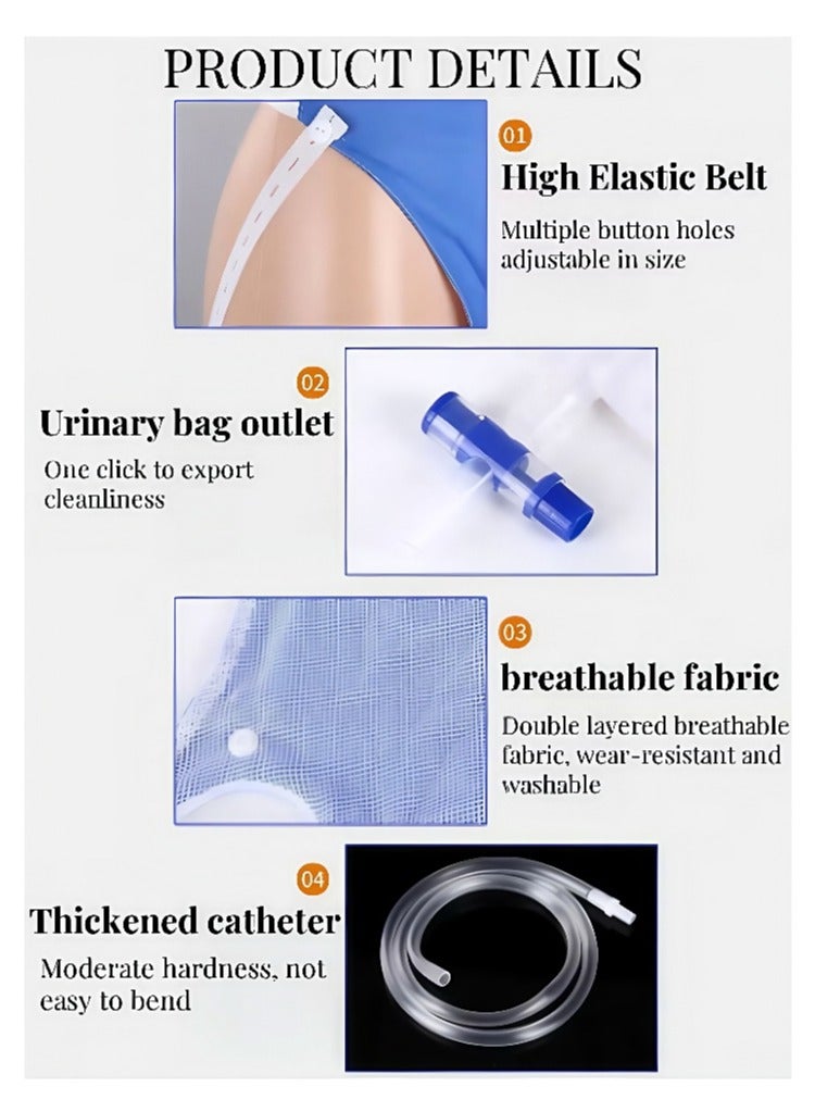 Generic Reusable Silicone Urine Collector with Portable Wearable Urinary Drainage Bag System Wearable Washable Urinal Collector for wonmen while Sleeping Bed Patients  - Image 3