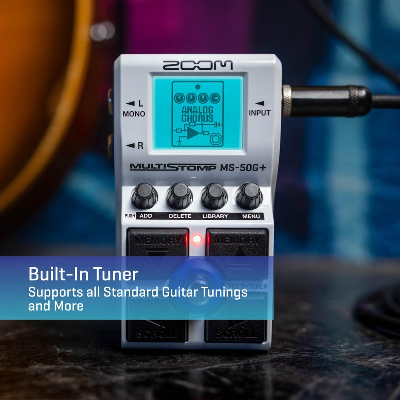 ZOOM بيدال تأثيرات الجيتار Zoom MS-50G+ MultiStomp، صندوق تأثير واحد، 100 تأثير، مخرجات ستيريو، مو tuner، يتضمن محركات، تعديلات، تأخيرات، صدى، ضواغط، والمزيد - Image 4