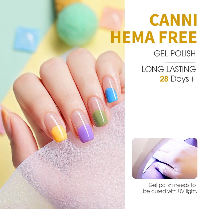 CANNI Gel Nail Polish Set â€“ Bright Rainbow Summer 6 Colors 9ML (Red, Pink, Yellow, Blue, Orange,Purple), High Gloss Soak Off UV LED Nail Gel for Summer DIY Manicure - Image 4