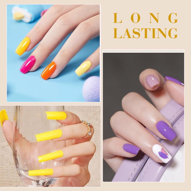 CANNI Gel Nail Polish Set â€“ Bright Rainbow Summer 6 Colors 9ML (Red, Pink, Yellow, Blue, Orange,Purple), High Gloss Soak Off UV LED Nail Gel for Summer DIY Manicure - Image 3