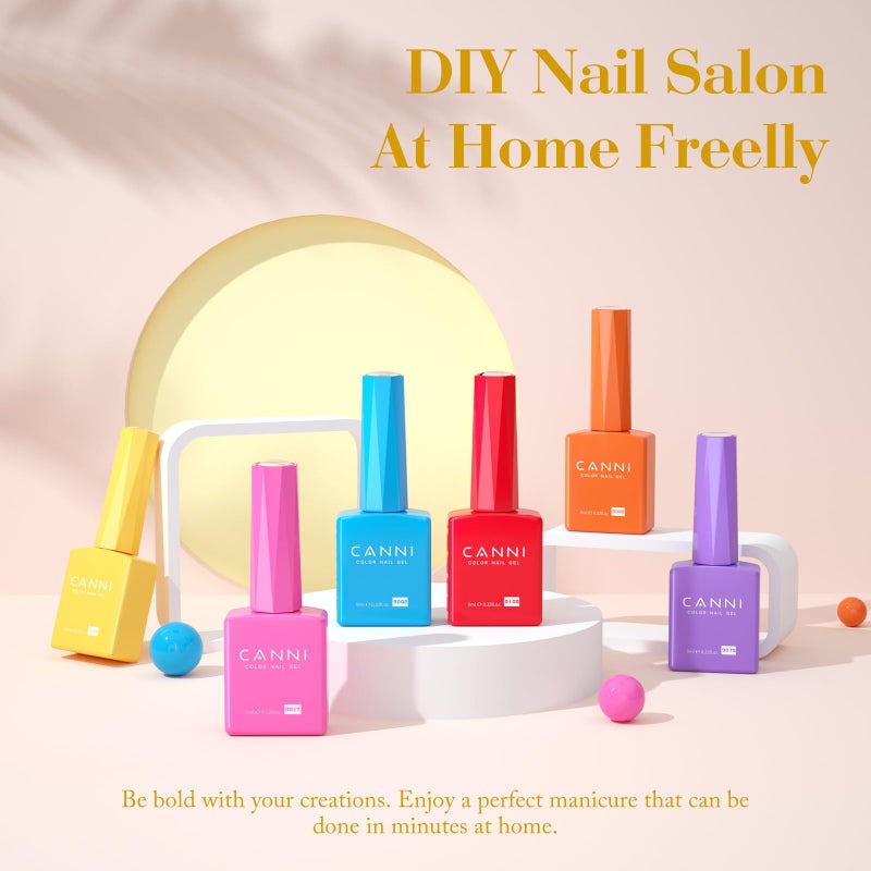 CANNI Gel Nail Polish Set â€“ Bright Rainbow Summer 6 Colors 9ML (Red, Pink, Yellow, Blue, Orange,Purple), High Gloss Soak Off UV LED Nail Gel for Summer DIY Manicure - Image 2