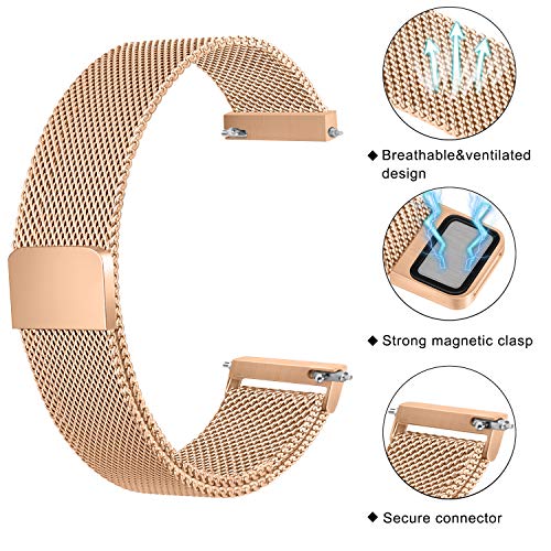 Mugust Veryfit Smart Watch Bands for IDW13, IDW16, IDW19 Smartwatch, Stainless Steel Metal Replacement Bracelet Strap for Fitpolo IDW13/Woneligo W13/FITVII HM57, ENOMIR/TOOBUR/MILOUZ/Gydom/Faweio/Veryfit IDW19 (Rose Gold) - Image 2