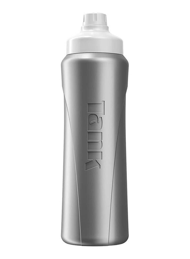 Tank Insulated Plastic Water Bottle, Silver, 1L, BPA Free - Image 1