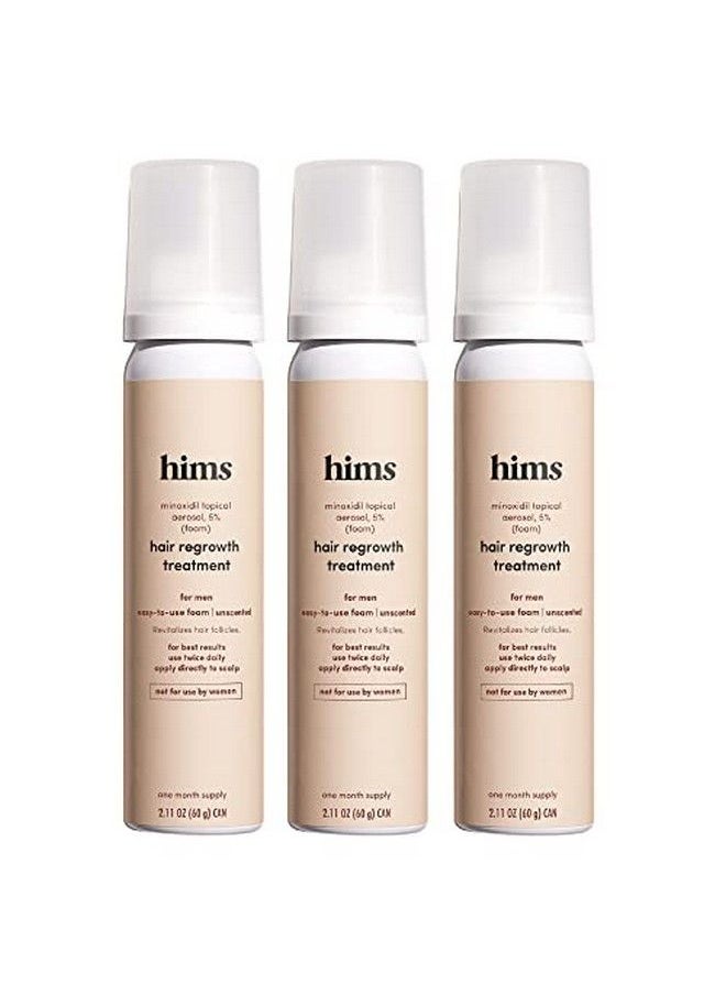 HIMS & HERS - Hims Extra Strength Hair Regrowth Treatment For Men With 5% Topical Minoxidil Foam For Hair Loss And Thinning Hair Unscented No Drip Formula 3 Month Supply 3 Pack - Image 1