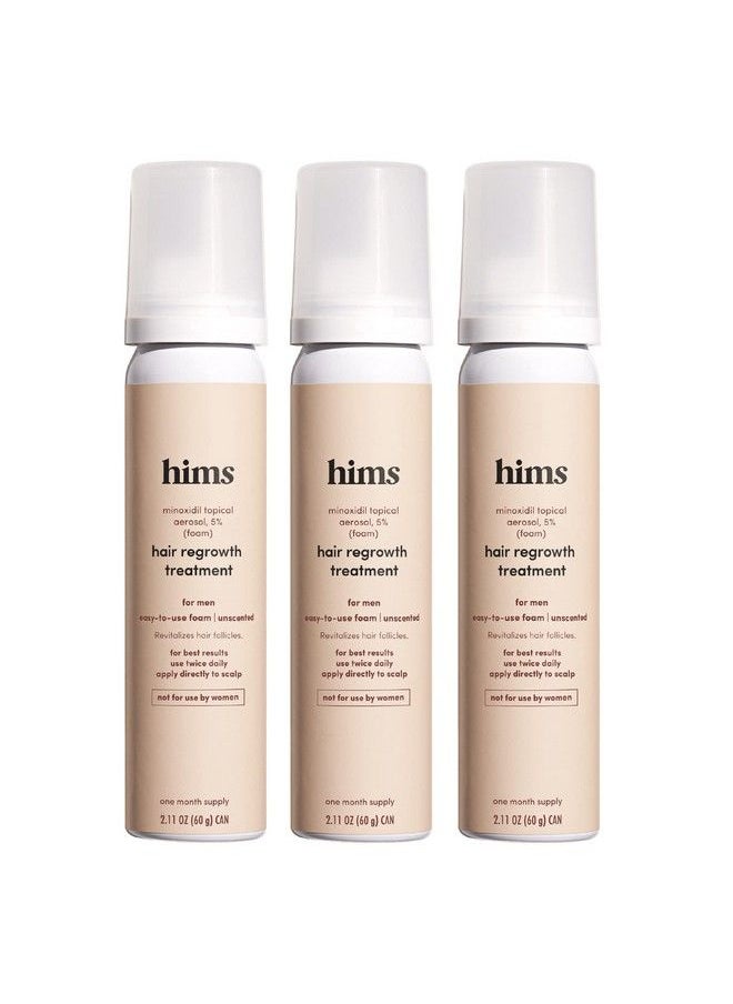HIMS & HERS - Hims Extra Strength Hair Regrowth Treatment For Men With 5% Topical Minoxidil Foam For Hair Loss And Thinning Hair Unscented No Drip Formula 3 Month Supply 3 Pack - Image 1