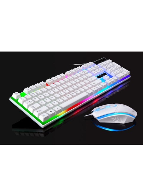 Wired USB Illuminated Computer Business Office Mechanical Keyboard Mouse Suite Wholesale Lighting Leopard G21 Wired Interface White