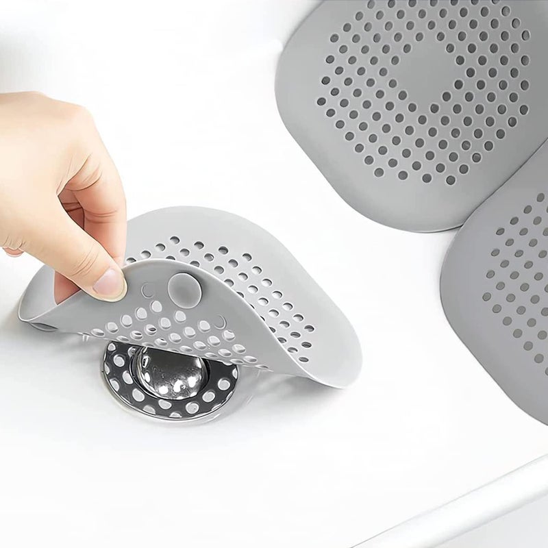 2 Pieces Shower Drain Hair Catcher Bathtub Stopper Home Drain Protectors Drain Cover with Sucker Water Trap Sink Cover for Bathroom Bathtub and Kitchen GreyGrey