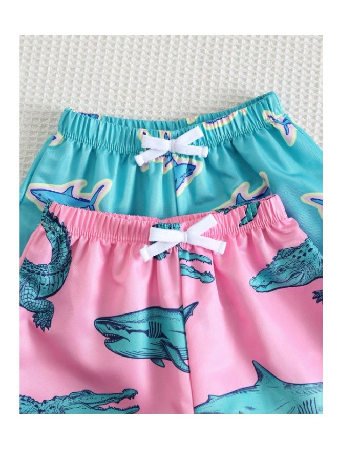 Boys' printed shorts swimsuit, multi-colored, with a childlike graphic pattern suitable for summer (6 years old) - Image 4