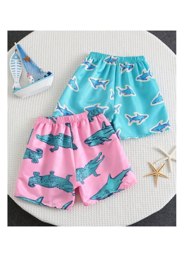 Boys' printed shorts swimsuit, multi-colored, with a childlike graphic pattern suitable for summer (6 years old) - Image 2