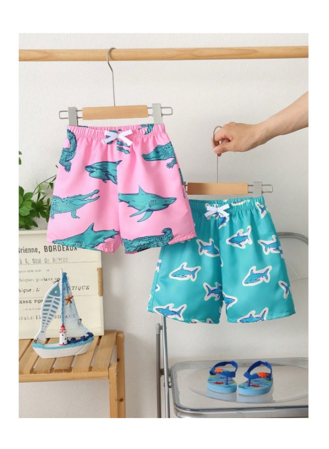 Boys' printed shorts swimsuit, multi-colored, with a childlike graphic pattern suitable for summer (6 years old) - Image 3