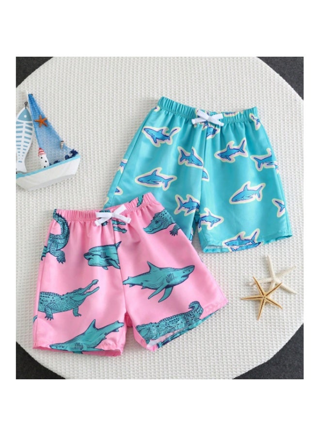 Boys' printed shorts swimsuit, multi-colored, with a childlike graphic pattern suitable for summer (6 years old) - Image 1