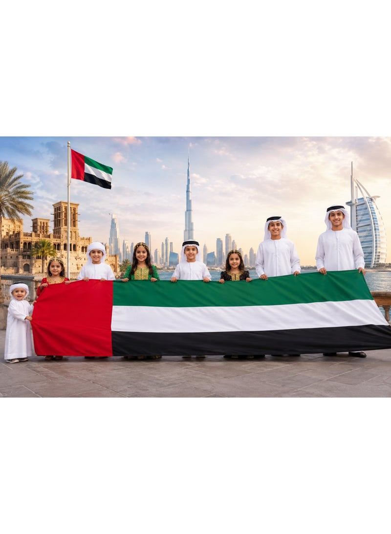 KhpalKar UAE Flag 3 x 1.5 Meter Large Size Premium Minimatt Fabric for Outdoor and Indoor Flag for Villa, Building, Office, School, National Day & Celebrations - Image 4